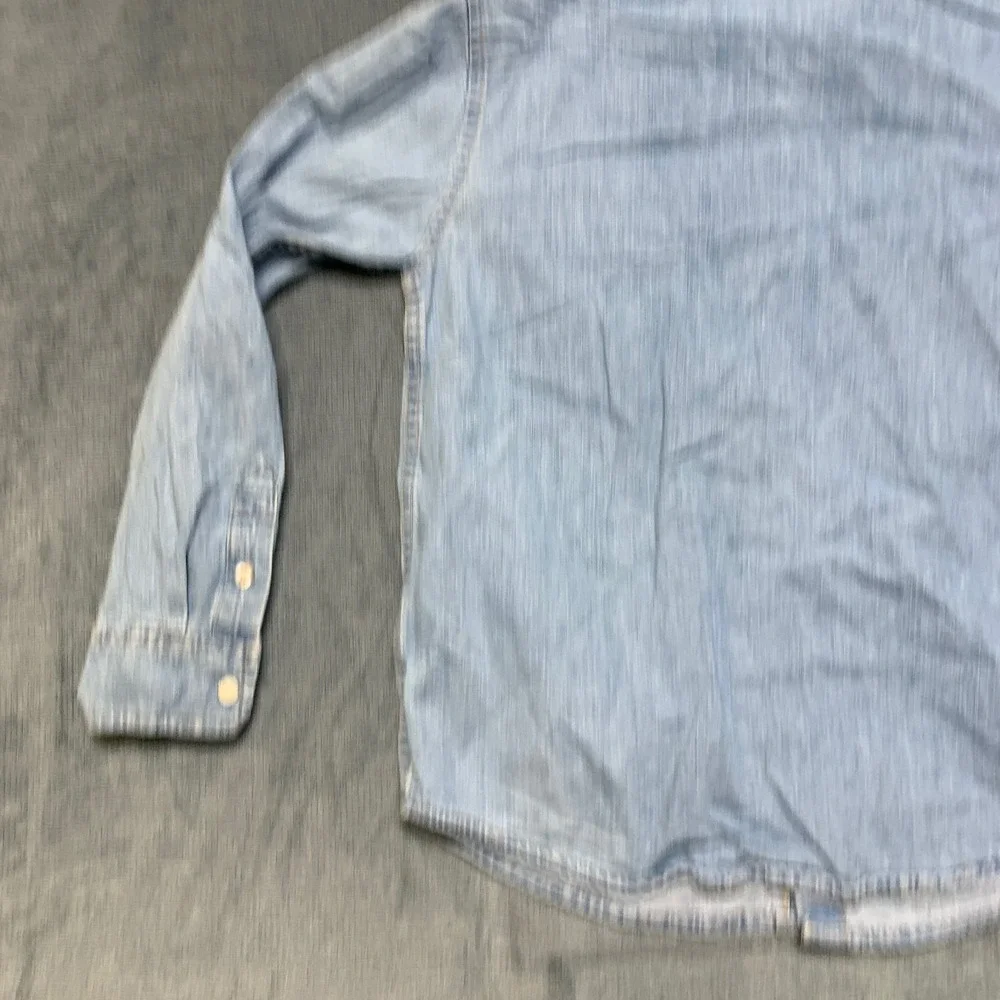 Old Navy Denim Shirt Boys Large 10-12 Blue Light Wash Button Front Chest Pockets